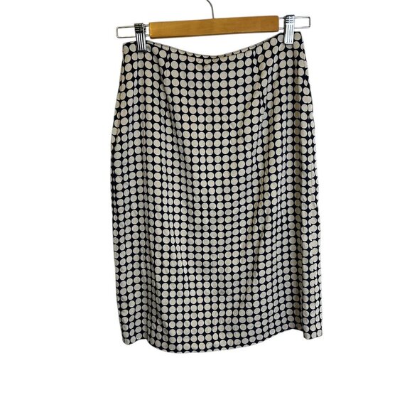 Banana‎ Republic Silk Polka Dot Pencil Skirt Sz 2 Lined Midi Office Classic - Picture 2 of 5